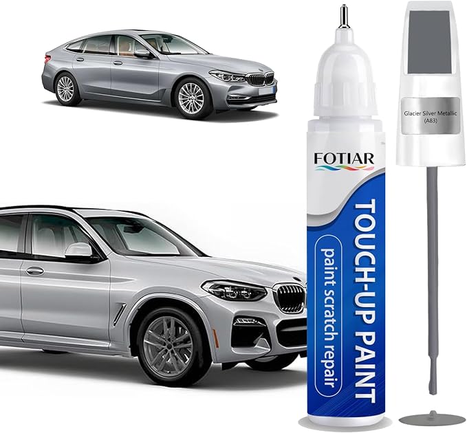 Glacier Silver Metallic A83 Touch up Paint for BMW-Exact Match Scratch Repair Kit 2-In-1 Premium Car Paint Pen for Chips & Nicks