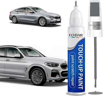 Glacier Silver Metallic A83 Touch up Paint for BMW-Exact Match Scratch Repair Kit 2-In-1 Premium Car Paint Pen for Chips & Nicks