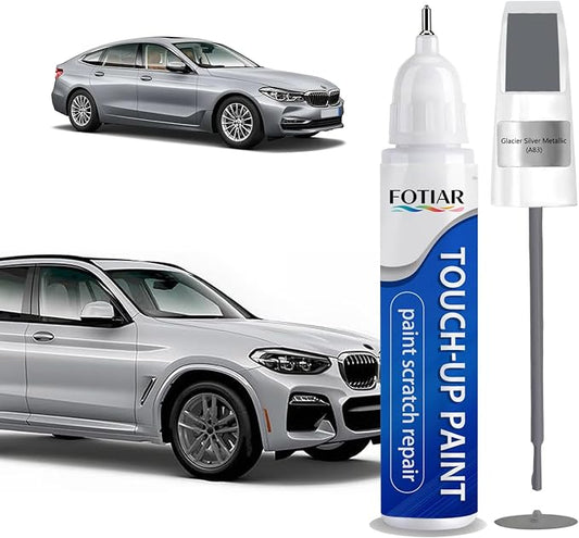 Glacier Silver Metallic A83 Touch up Paint for BMW-Exact Match Scratch Repair Kit 2-In-1 Premium Car Paint Pen for Chips & Nicks