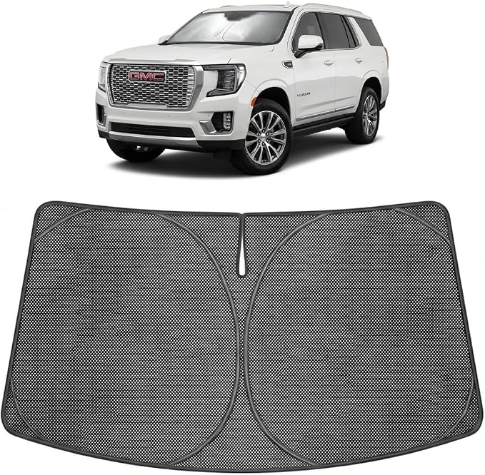 Proadsy Windshield Sun Shade Custom Fit GMC Yukon 2021-2026 Ice Crystal Black Front Window Sunshade UV and Heat Blocker Foldable Visor Keeps Car Cooler for Summer Parking and Daily Use