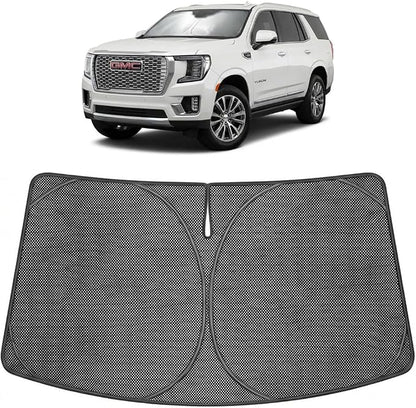 Proadsy Windshield Sun Shade Custom Fit GMC Yukon 2021-2026 Ice Crystal Black Front Window Sunshade UV and Heat Blocker Foldable Visor Keeps Car Cooler for Summer Parking and Daily Use