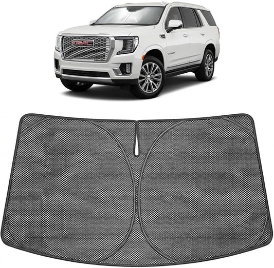 Proadsy Windshield Sun Shade Custom Fit GMC Yukon 2021-2026 Ice Crystal Black Front Window Sunshade UV and Heat Blocker Foldable Visor Keeps Car Cooler for Summer Parking and Daily Use