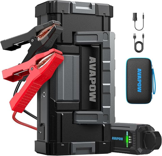 AVAPOW 6000A Car Battery Jump Starter Portable (12V DC Output for All Gas or up to 12L Diesel), Jump Box for Car Battery with USB3.0 Power Bank, Jump Pack with SOS Bright Light