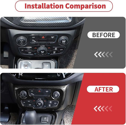 Linskip Climate Control Accent Trim Compatible with 2017 2018 2019 2020 2021 Jeep Compass, Control Panel Cover for Jeep Compass Interior Accessories(Black Carbon Fiber)