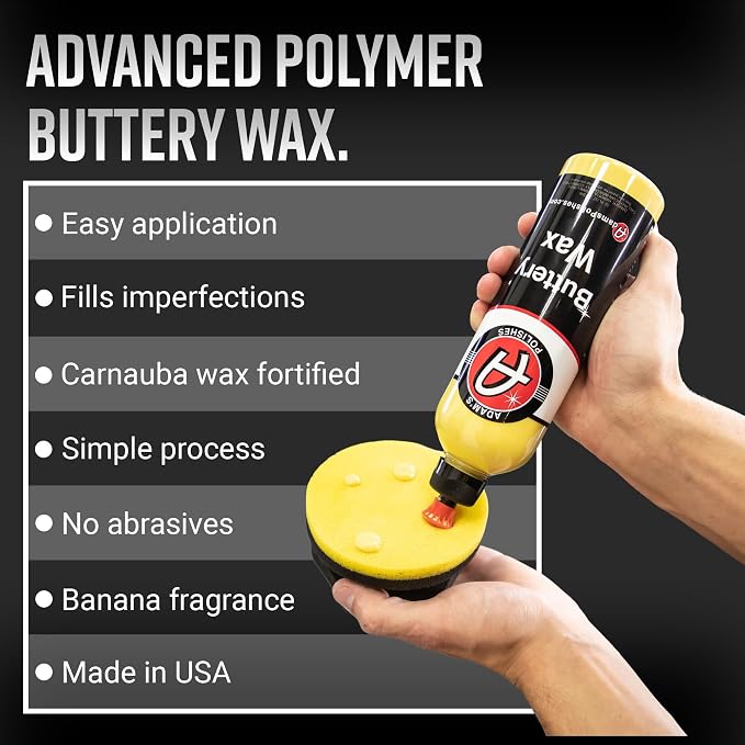 Adam's Polishes Buttery Car Wax Kit - Pure Carnauba Liquid Wax for Shine, Gloss & Paint Protection - Use on Car, Boat, RV & Motorcycle