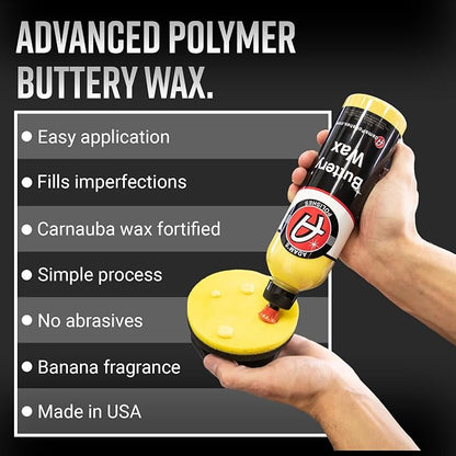 Adam's Polishes Buttery Car Wax Kit - Pure Carnauba Liquid Wax for Shine, Gloss & Paint Protection - Use on Car, Boat, RV & Motorcycle