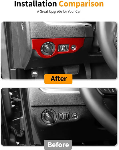 Hoolcar for Charger Red Interior Accessories Trim Kit fit for 2015-2024+ Dodge Charger Center Console Gear Shift Dash Dashboard Decor Cover Trim, 12pcs