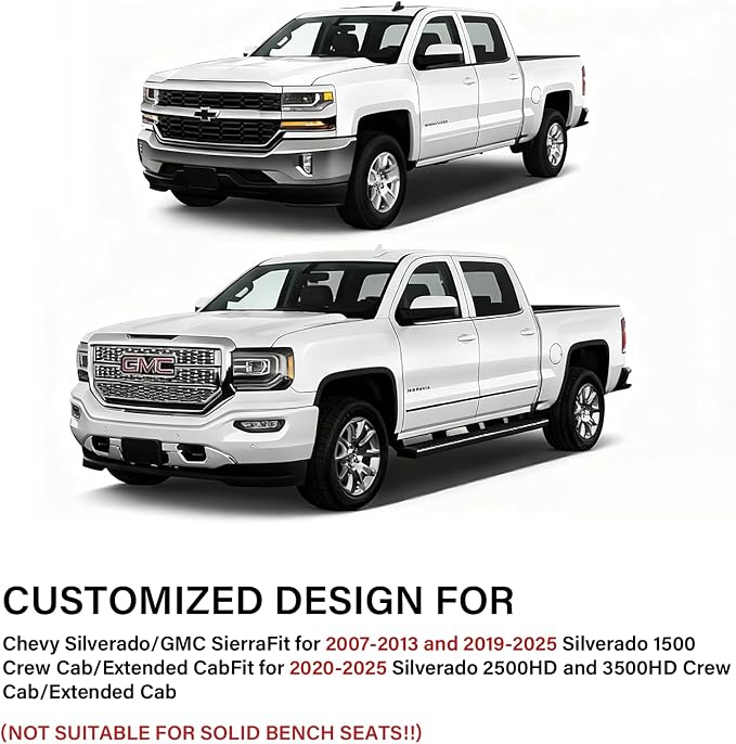 Coverado Chevy Silverado Seat Covers Full Set, Faux Leather Car Seat Covers Fit for 2014-2018 1500, 2015-2019 2500HD 3500HD Chevy Silverado GMC Sierra Crew Double Extended Cab (Red)