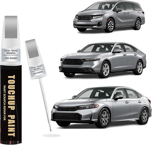 Solar Silver Metallic(NH-932M) Car Paint Touch Up Pen Compatible with Honda,2-In-1 Color Accurate Touch Up Car Scratch Repair Paint Match Honda Series Automotive Scratch Remover for Nicks & Chips Repair