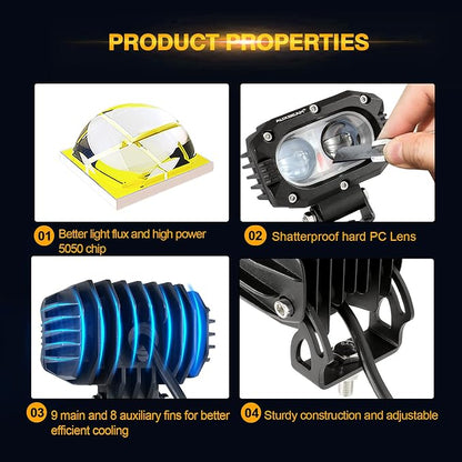 Auxbeam 4in 60W LED Pod Light for Truck, Super Bright Spot Beam 2Pcs Cube Offroad Light Bar for ATV UTV SUV Boat Jeep