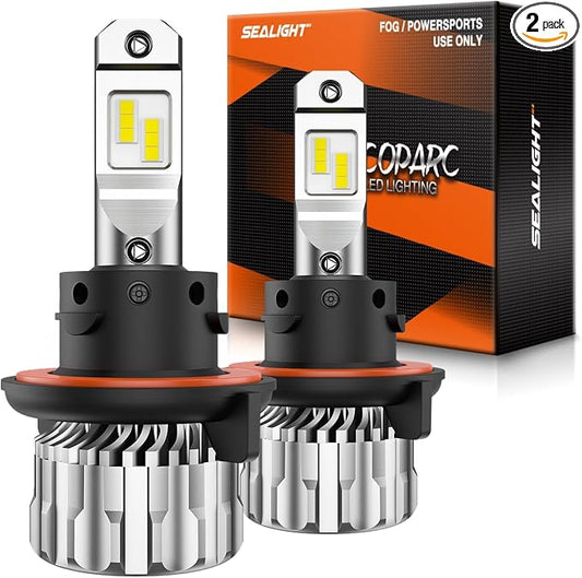 SEALIGHT H13 Bulbs, 70000LM Super Bright 9008 LED Bulbs with 15000RPM Cooling Fan, 6000K Cool White H13 Lights, Plug-N-Play, Pack of 2