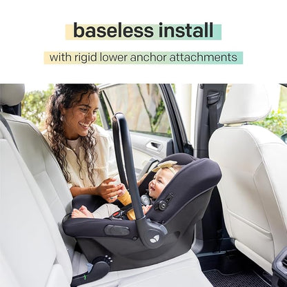 Joie Ginger and Mint Latch Travel System – 4-in-1 Travel System with Baseless Infant Car Seat & Stroller, One-click Install, From Birth Stroller (Mocha)
