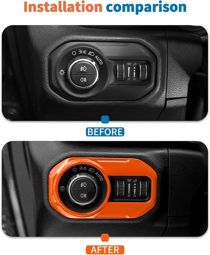 JeCar 11pcs Orange Interior Trim Kit for 2024 2025+ Jeep Wrangler JL JLU & Gladiator JT