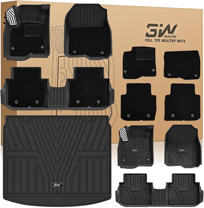 3W Floor Mats(with Metal Pedals) with Carpet & Cargo Liner Fit for Honda CR-V 2023 2024 2025 2026 TPE All Weather Waterproof Custom Fit Automotive Liners and Carpet for Honda CRV(Include Hybrid)
