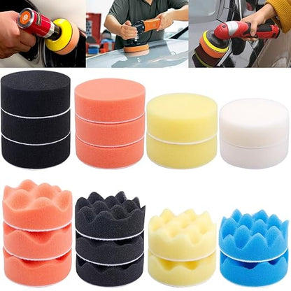 Augshy Polishing Pad, 31 Pcs 3 Inch Polishing Pad Kit, 3 Inch Buffing Pads for Drill Adapter Car Auto Polisher