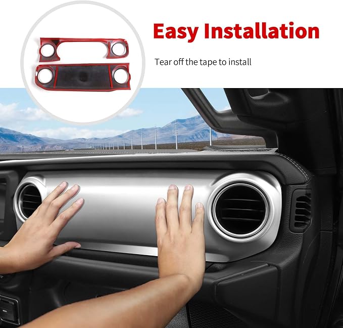 for JL Dashboard Decorative Panel Cover, Center Console Trim Cover Kit Compatible with 2018-2023 Jeep Wrangler JL JLU & Jeep Gladiator JT(Silver)