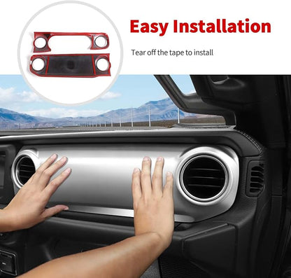 for JL Dashboard Decorative Panel Cover, Center Console Trim Cover Kit Compatible with 2018-2023 Jeep Wrangler JL JLU & Jeep Gladiator JT(Silver)