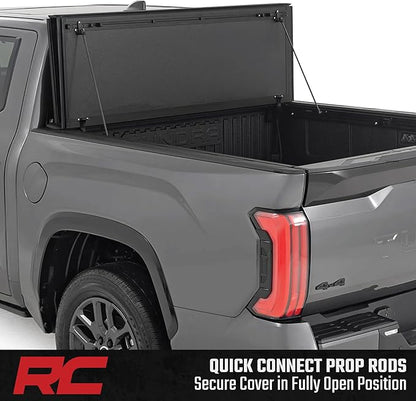 Rough Country Hard Tri-Fold Truck Bed Tonneau Cover for Toyota Tundra (2022-2026) - Aluminum Flip-Up Bed Cover, Fits 5'7 (65.6") Bed