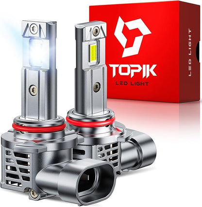 TOPIK 2PCS 9005 LED Light Bulbs, 800% Brighter Than Halogen, 32,000LM 1:1 Fit Plug & Play, Anti-Flicker, Off-Road Waterproof, 9005 HB3 Bulbs for Cars, Trucks, SUVs