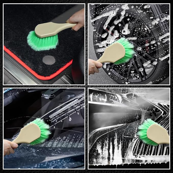 3PCS Wheel Rim & Tire Brush Set, Car Cleaning Supplies, Wheel Brushes for Cleaning Wheels, Universal Bendable & Durable C ar W heel Brush Set Car Accessories for Auto, RV, Truck, Motorcycle