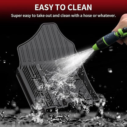 LASFIT Floor Mats for Ram 1500 Crew Cab 2019-2024 Without Rear Under-Seat Factory Storage 4 Full Size Doors Bucket Seat (NOT for Classic Model), All Weather TPE Custom Fit 1st & 2nd Row, Black