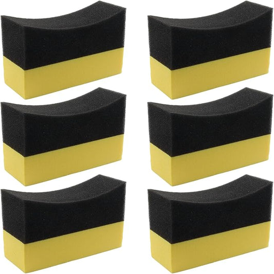 6 Pcs Wet Tire Shine Applicator Pad, Multi-Surface Polishing Sponges, Tire Applicator Dressing Shine Sponge for Car Glass, Painted Steel, Porcelain
