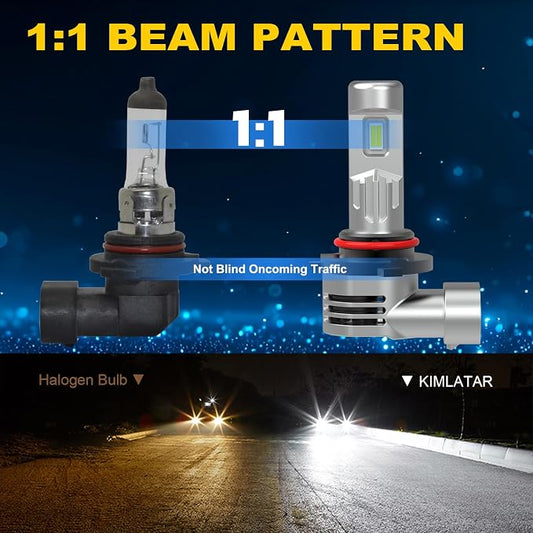 9005 LED Bulb,60000LM Upgraded 900% Brightness with Fan Cooling Super Bright 1:1 Halogen Size 80000Hrs Long Lifespan 9005/HB3 Fog Lights Pack of 2
