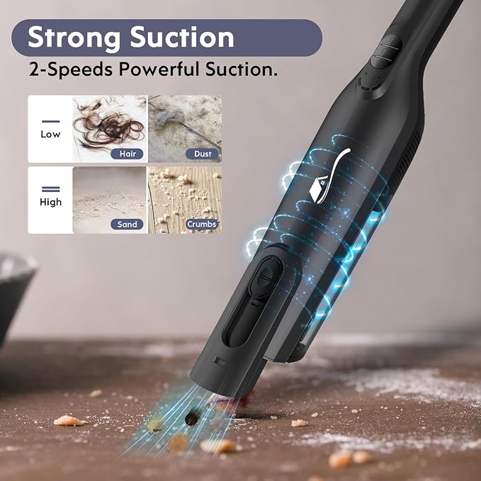 Cordless Handheld Vacuum, Lightweight Portable Hand Vacuum Cleaner with LED Light,Rechargeable Hand Held Vacuum with One-Touch Empty, Powerful Suction for Office, Home,Car, Coal