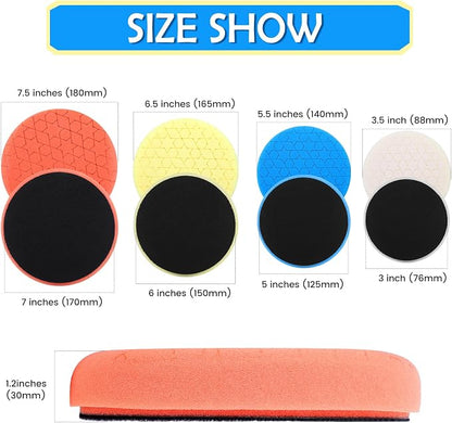IPELY 6 Pcs 7 Inch Buffing Pads, Polishing Pads 7 Inch 180 mm Face for 6.7 Inch 170mm Base Plate Compounds, Buffer Pads for Polishing and Waxing