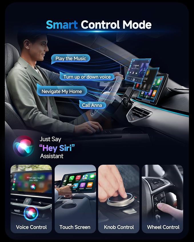 2 in 1 Wireless Carplay Adapter for iPhone Apple & Android Auto Wireless Adapter, [0 Delay & Stable Transmission] 5.8GHz Dual-Core Smart Chip Plug & Play Phone for iOS 10+/Android 11+ 2025 Blue