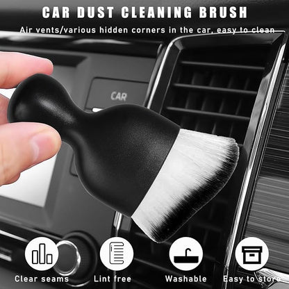 Dickno 2PCS Car Interior Dust Brush, Soft Scratch Free Auto Detailing Brushes, Universal Vehicle Interior Cleaning Tool for Automotive Dashboard, Air Vents, Leather (White & Black)