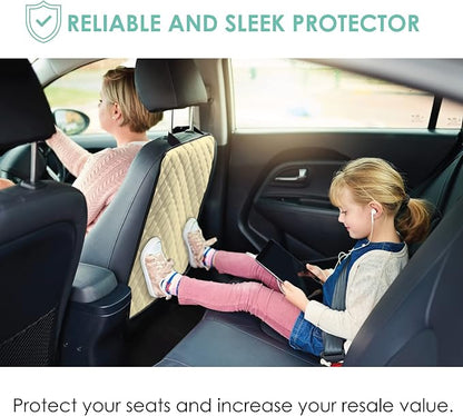 FH Group Faux Leather Auto Seat Back Kick Protectors, Heavy Duty Car Kick Mat for Kids –2-Pack Diamond Stitched Back Seat Protector, Waterproof Protection, Easy to Clean