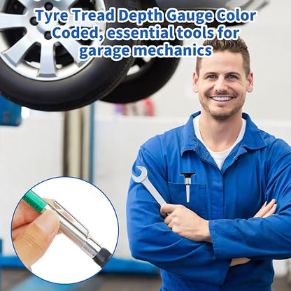 5 Pcs Tire Tread Depth Gauge in 1/32 Inch - Color Code Accurate Tread Depth Checker Measuring Tool with Pocket Clip for Car Trucks SUV Motorcycle Bike