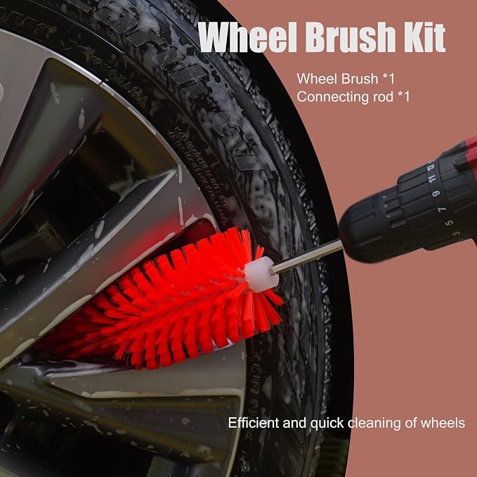 Wheel Brush, Soft Drill Wheel Cleaner Brush, Highly Dense and Durable Rim Cleaner Brush for Wheels, Rims, Engines, Exhaust,Motorcycles