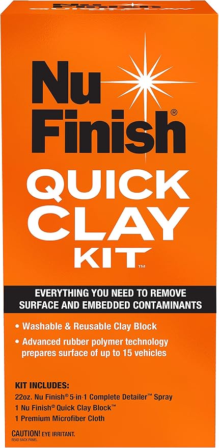 Nu Finish Quick Clay Car Kit with Clay Block, Detailer and Cloth (3 Items)