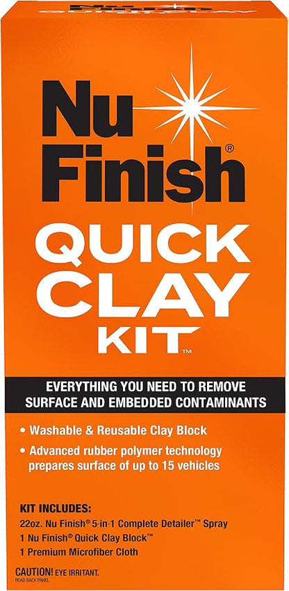 Nu Finish Quick Clay Car Kit with Clay Block, Detailer and Cloth (3 Items)