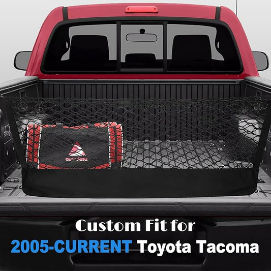 for Toyota Tacoma Envelope Style Truck Bed Cargo Net - Fits 2013-2024 2025 2026 Tacoma Accessories Cargo Net for Pickup Truck Bed - Heavy Duty Carabiners