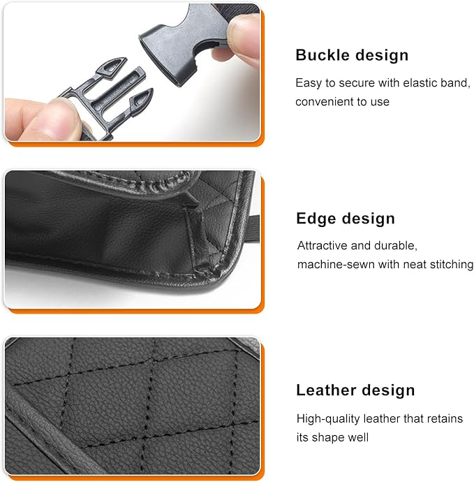 Car Seat Back Organizer, Foldable Leather Auto Backseat Hanging Storage Pocket, Multipurpose Large Capacity Seat Back Hanging Bag for Most Vehicles, Car Accessories