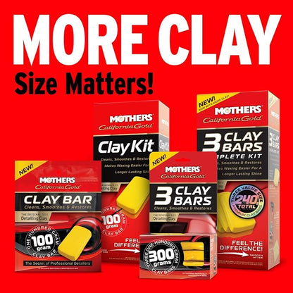 Mothers California Gold 3 Clay Bar Complete Kit, 3 80-gram Clay Bars + 16 oz. Instant Detailer + Microfiber Towel — Removes Contaminants, Restores Brilliance & Smoothness of Paint (07240)