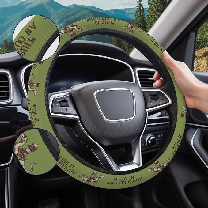 GENANY Royal Cat Steering Wheel Cover, Non Slip Polyester Car Wheel Protector for Car SUV Truck, Universal 15 Inch
