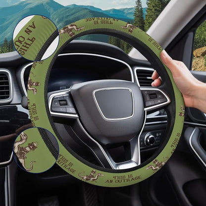 GENANY Royal Cat Steering Wheel Cover, Non Slip Polyester Car Wheel Protector for Car SUV Truck, Universal 15 Inch