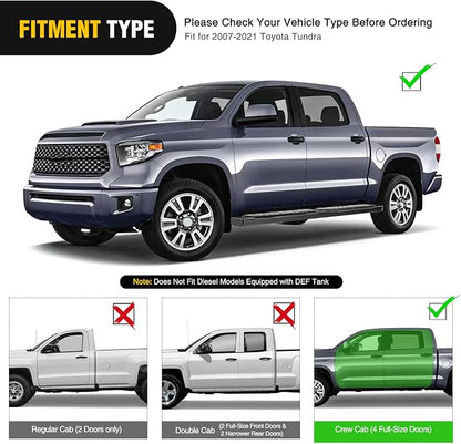 Nilight Running Boards for 2007-2021 Toyota Tundra Crewmax Cab 4 Full Size Doors 6 Inch Side Step Nerf Bars Black