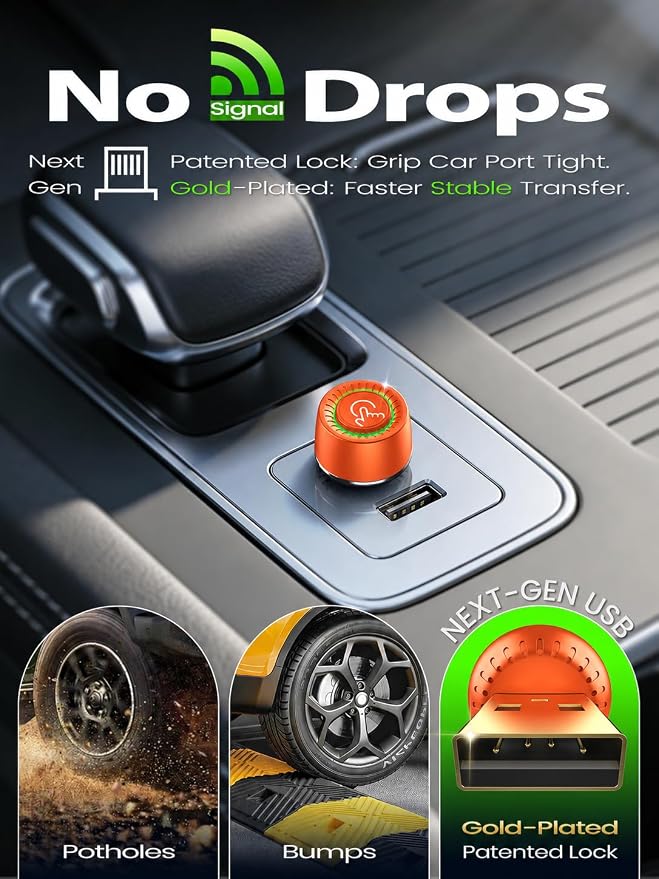 Wireless CarPlay Adapter, Fast Auto Connect, No Lag, Easy Device Switching for 2 Phones, Plug & Play, 5GHz WiFi, Compatible with iPhone 6 or Above