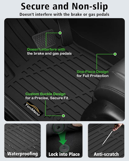Floor Mats Custom for GMC Terrain 2018-2024 Trunk Mat with Backrest Mat All Weather TPE Full Set Liners Cargo Protector & Door Sill Guards for Terrain Accessories, Black