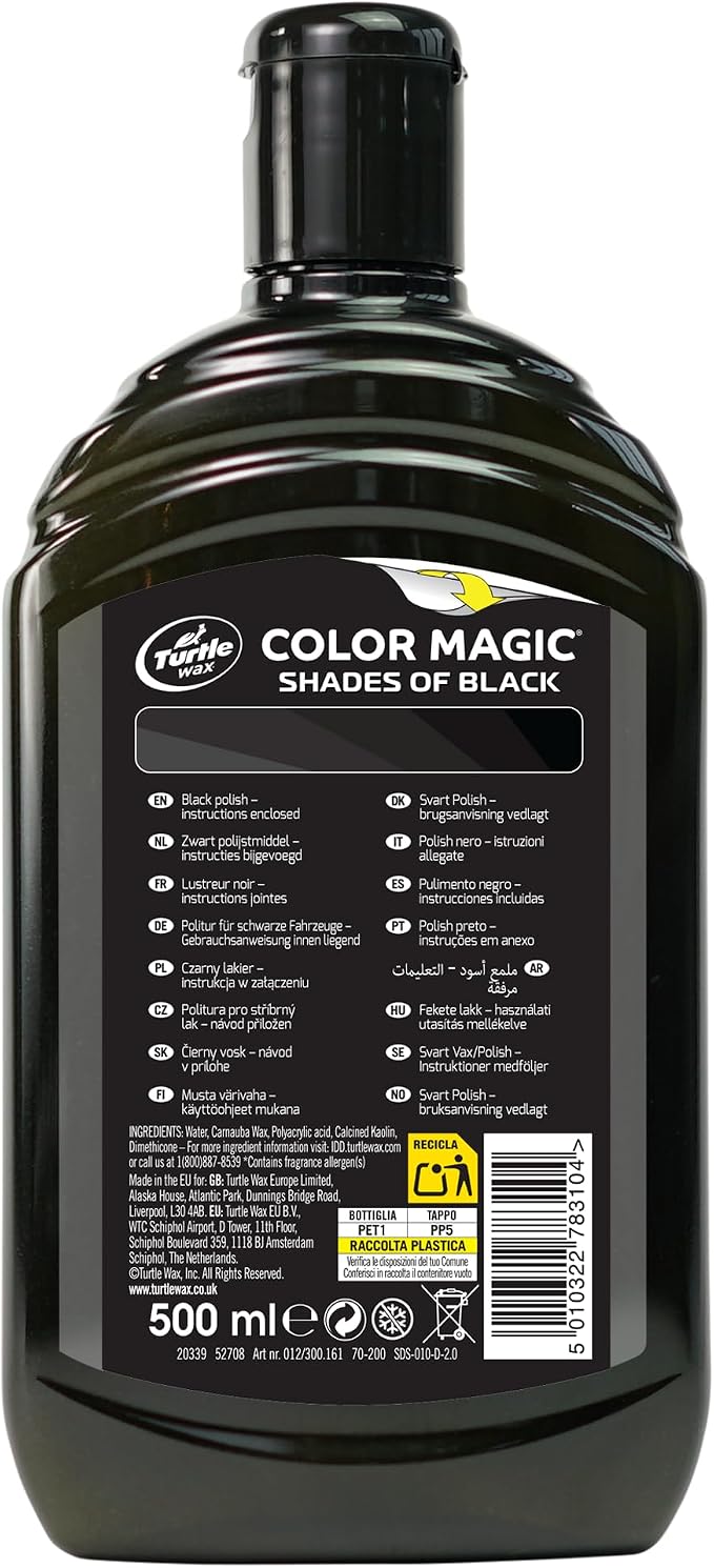 Turtle Wax 52708 Color Magic Car Paintwork Polish Restores Colour & Shine Black 500ml