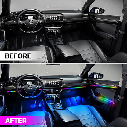 Dreamcolor Acrylic Interior Car Light 10 in 1 Automotive Ambient Light Kits with APP Control 16 Million Color 175 inches Fiber Optic Car LED Strip Light, RGB Music Sync Neon Light Kits