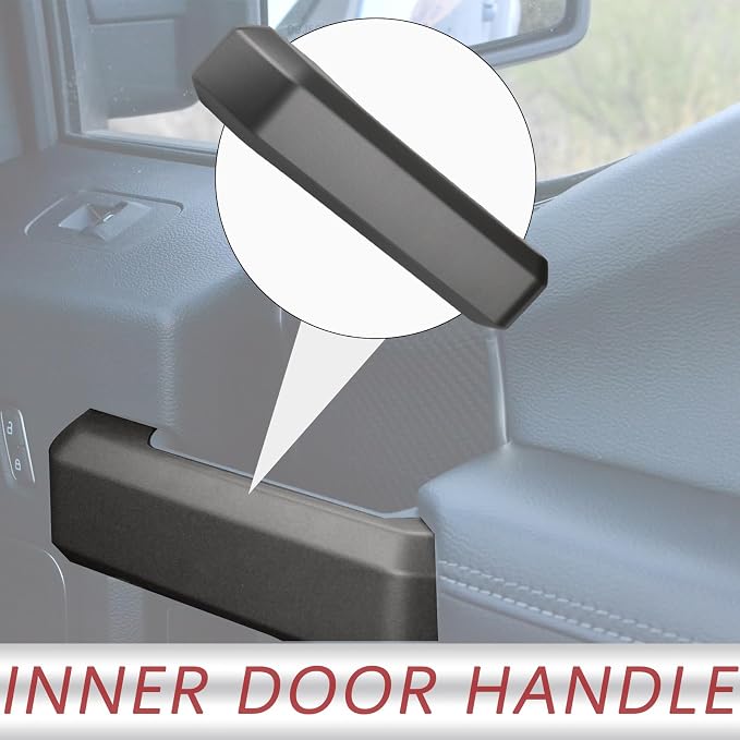 TQPONLY 1 Pcs Interior Inner Door Handle Cover Trim | Compatible with 2015-2020 Ford F150 Truck Accessories Replacement | Front Right Passenger Side Door Armrest Pull Handle (Dark Gray)