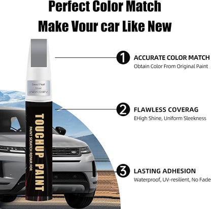 Seoul Pearl Silver(2340/1CS/MFV) Car Paint Touch Up Pen Compatible with Landrover, 2-In-1 Color Accurate Touch Up Car Scratch Repair Paint Match Landrover Series Automotive Scratch Remover for Nicks & Chips Repair