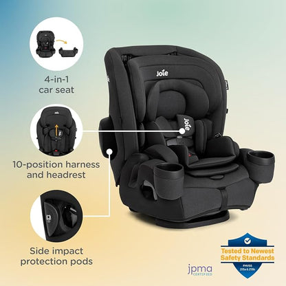 Joie Baby, Saffron™ SI 4‑in‑1 Convertible Car Seat, Rear‑Facing, Forward‑Facing, High‑Back & Booster, LockTight™ Install, Side Impact Protection, No‑Rethread Harness (Shale)