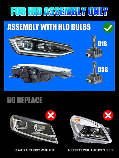 RCJ D3S Bulbs, 30000LM Super Bright 6000K Cool White for HID Assembly, D3R Xenon Bulb Replacement with Cooling Fan, Plug and Play Fog Light, Pack of 2